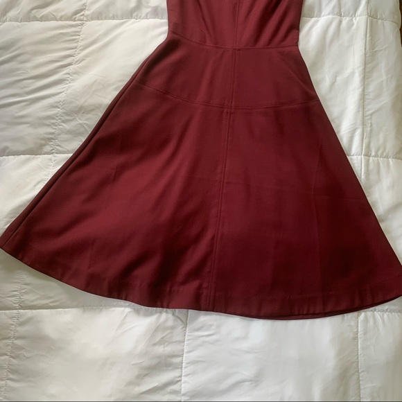 KATE SPADE SATURDAY Mahogany Red Deep V Neck A Line Dress - Picture 9 of 12